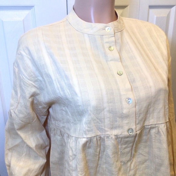 Entro Womens Cream Textured Cotton Long Sleeve Blouse Top Size Small - Picture 3 of 8